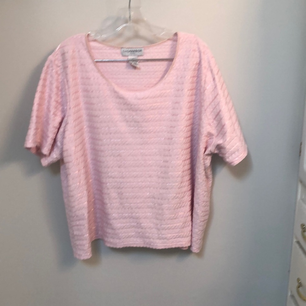 Sag Harbor short sleeve top pink 3x